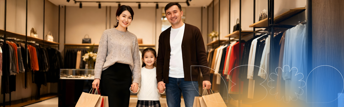 Бүт үй-бүлө үчүн сатып алуулар жана эс алуу.